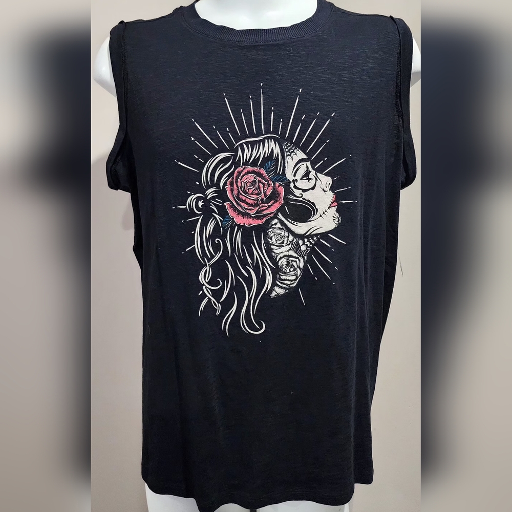 NWT Torrid Muerte Classic Fit Super Soft Slub Crew Neck Tank Size 1X